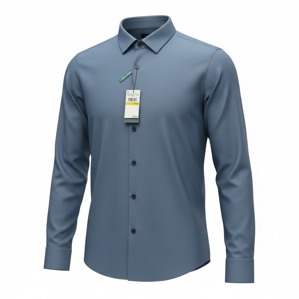 Perry Ellis Total Stretch Shirt Mens M Titan Blue Long Sleeve Button Down New